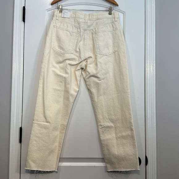 NWT MANGO Havana Straight Leg Cropped Cream High Waist Jeans Size 10 - Picture 7 of 14